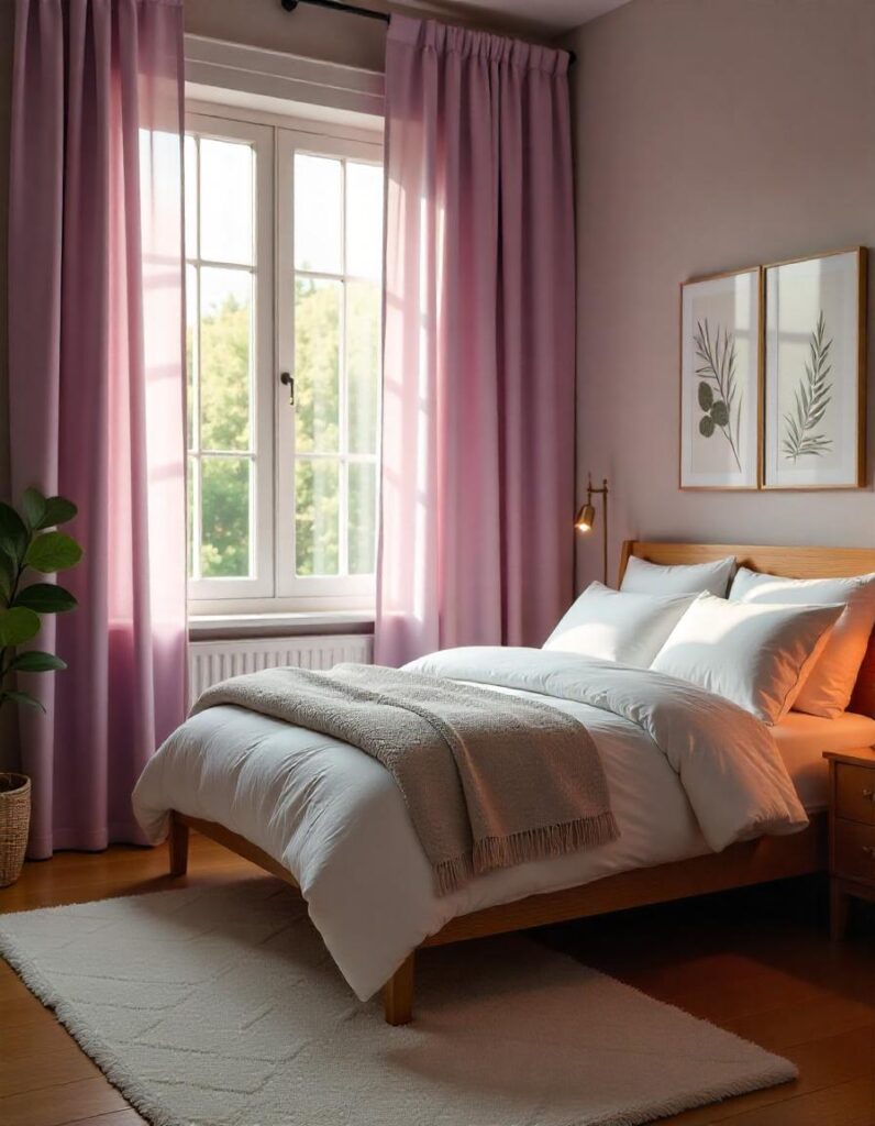 Soft Lilac curtain in bedroom