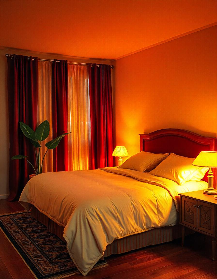 Regal burgundy curtains in bedroom