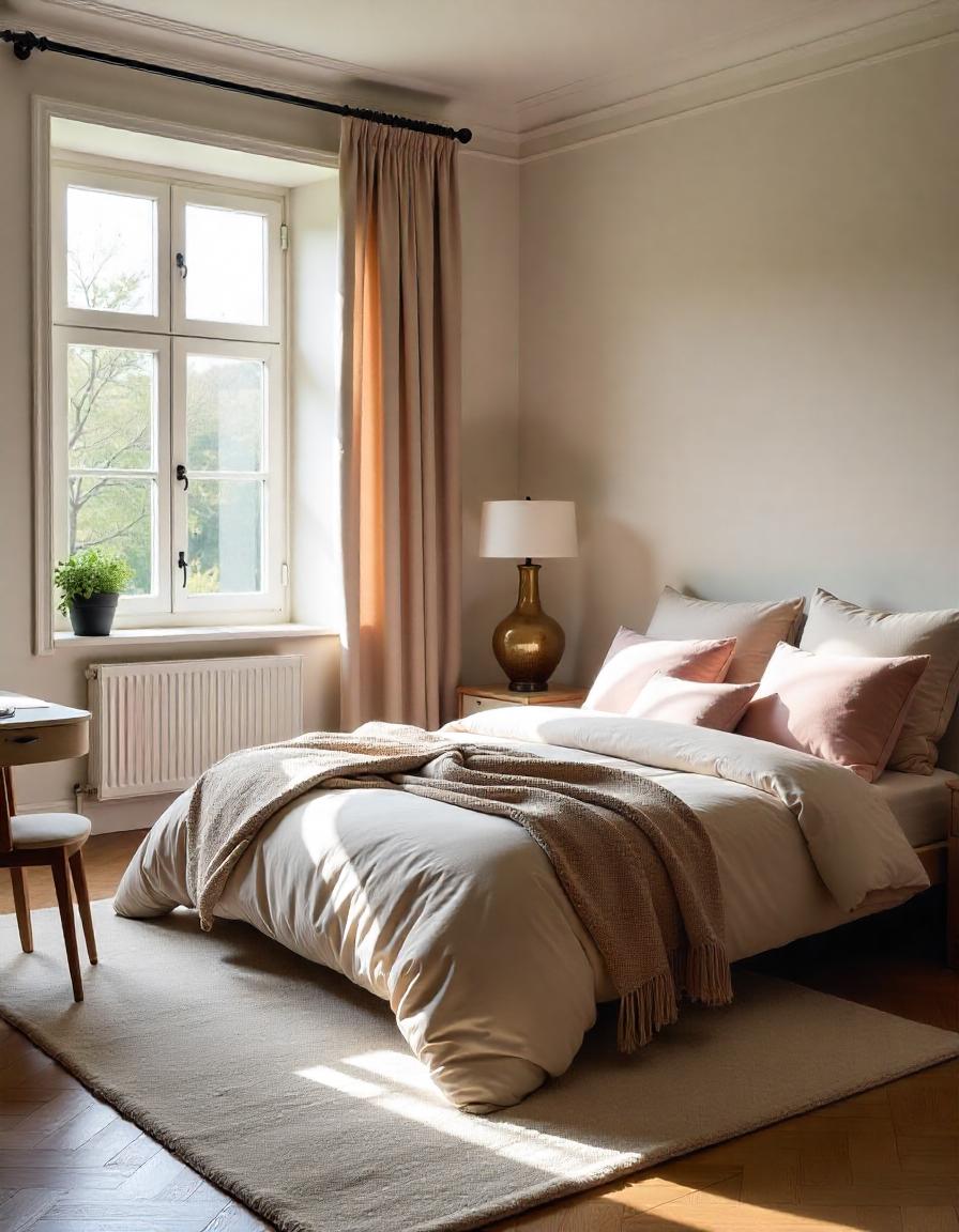 Elegant Taupe curtains in bedroom