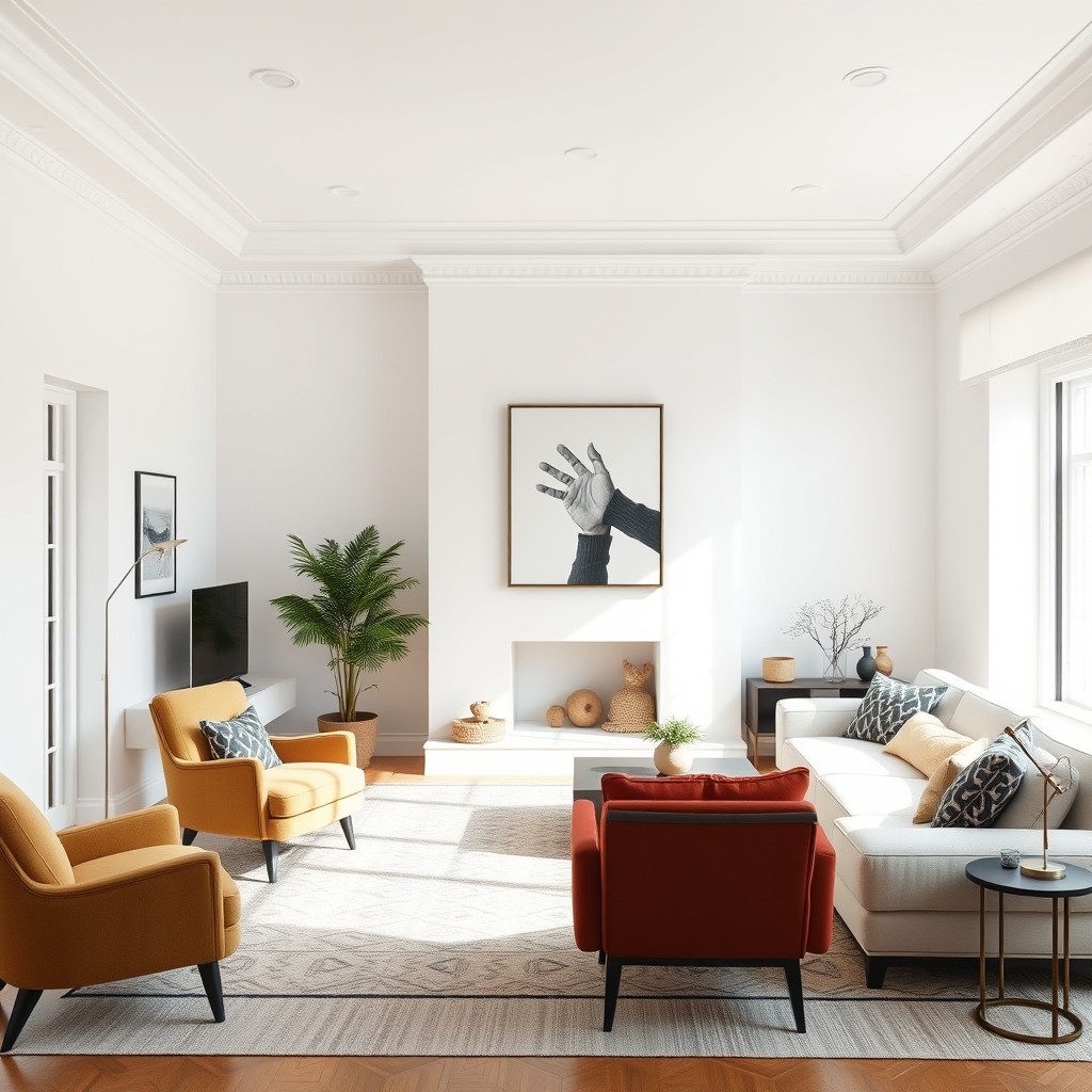 White wall living room ideas