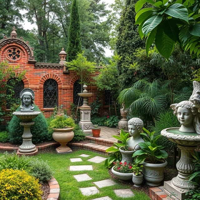 Creative timeless garden design ideas, garden with statues, garden with fountain