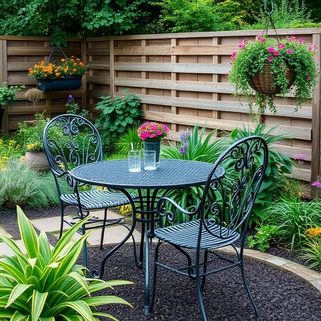 Creative timeless garden design ideas, garden with seating, garden with metal seating