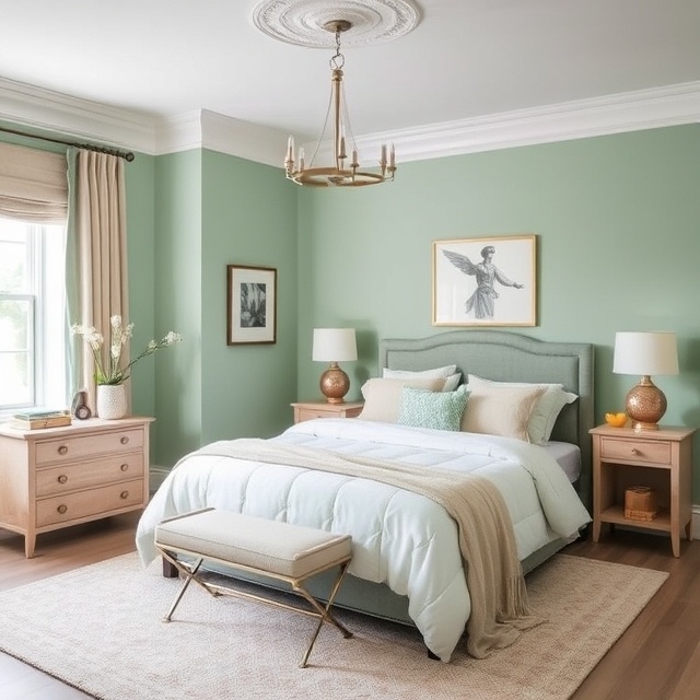 Mint green bedroom, bedroom color ideas, bedroom color ideas that will make you happier, best bedroom colors, best bedroom color ideas