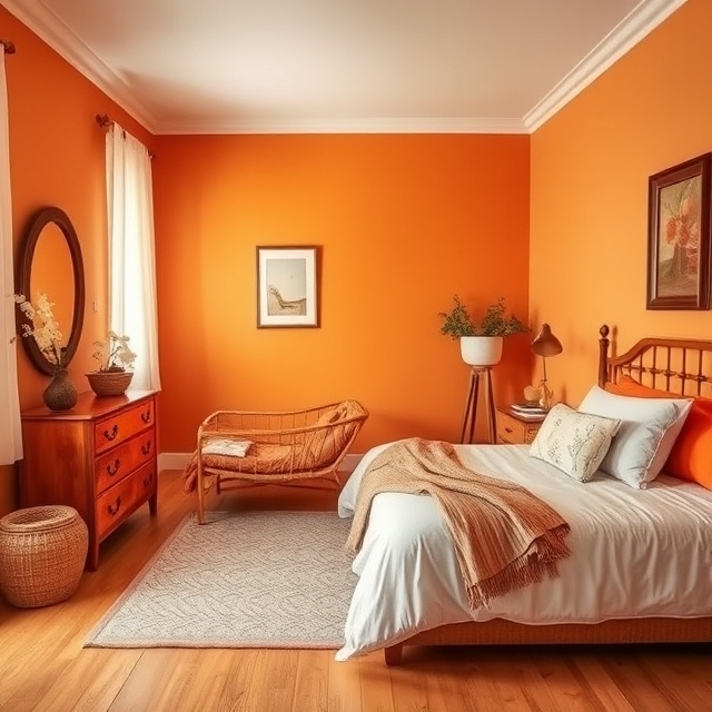 orange bedroom, bedroom color ideas, bedroom color ideas that will make you happier, best bedroom colors, best bedroom color ideas