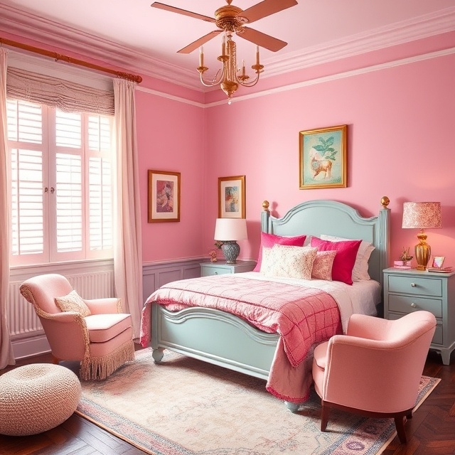 bubble gum colored bedroom, bedroom color ideas, bedroom color ideas that will make you happier, best bedroom colors, best bedroom color ideas