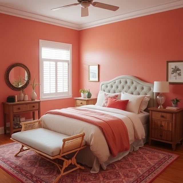 coral bedroom, bedroom color ideas, bedroom color ideas that will make you happier, best bedroom colors, best bedroom color ideas