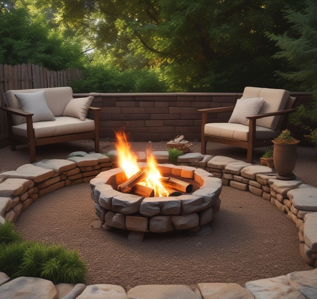 Firepit backyard ideas with trees