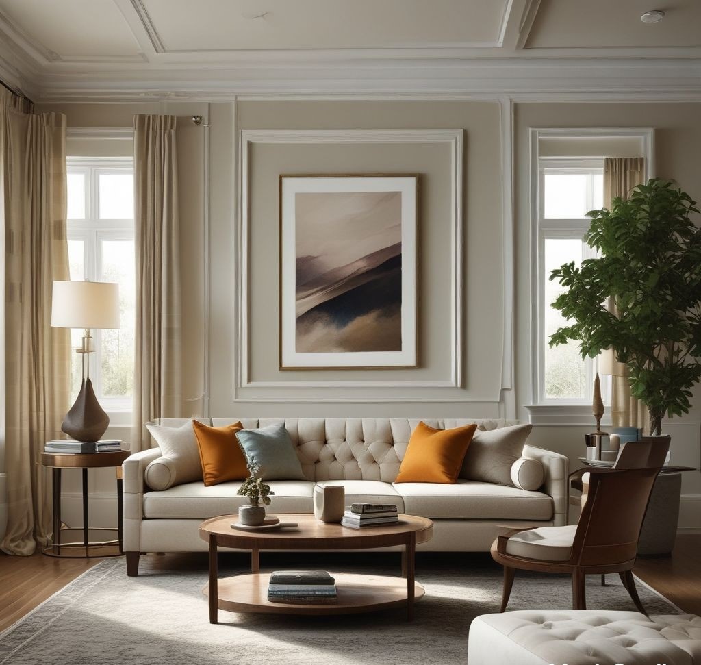 Professional interior photography of living room, soft natural lighting, detailed texture of clean upholstery, steam cleaner positioned strategically, museum-quality image resolution