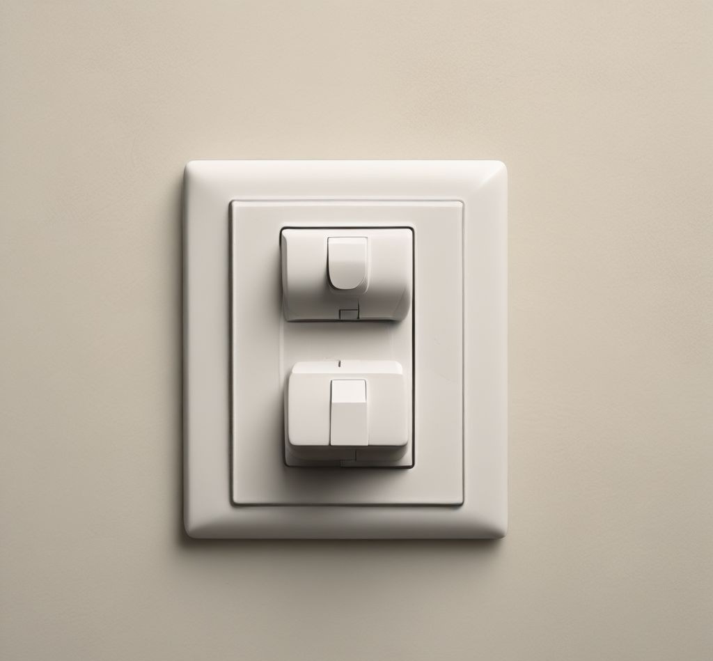 Macro photography of clean light switch, incredible surface detail, soft background, professional studio lighting