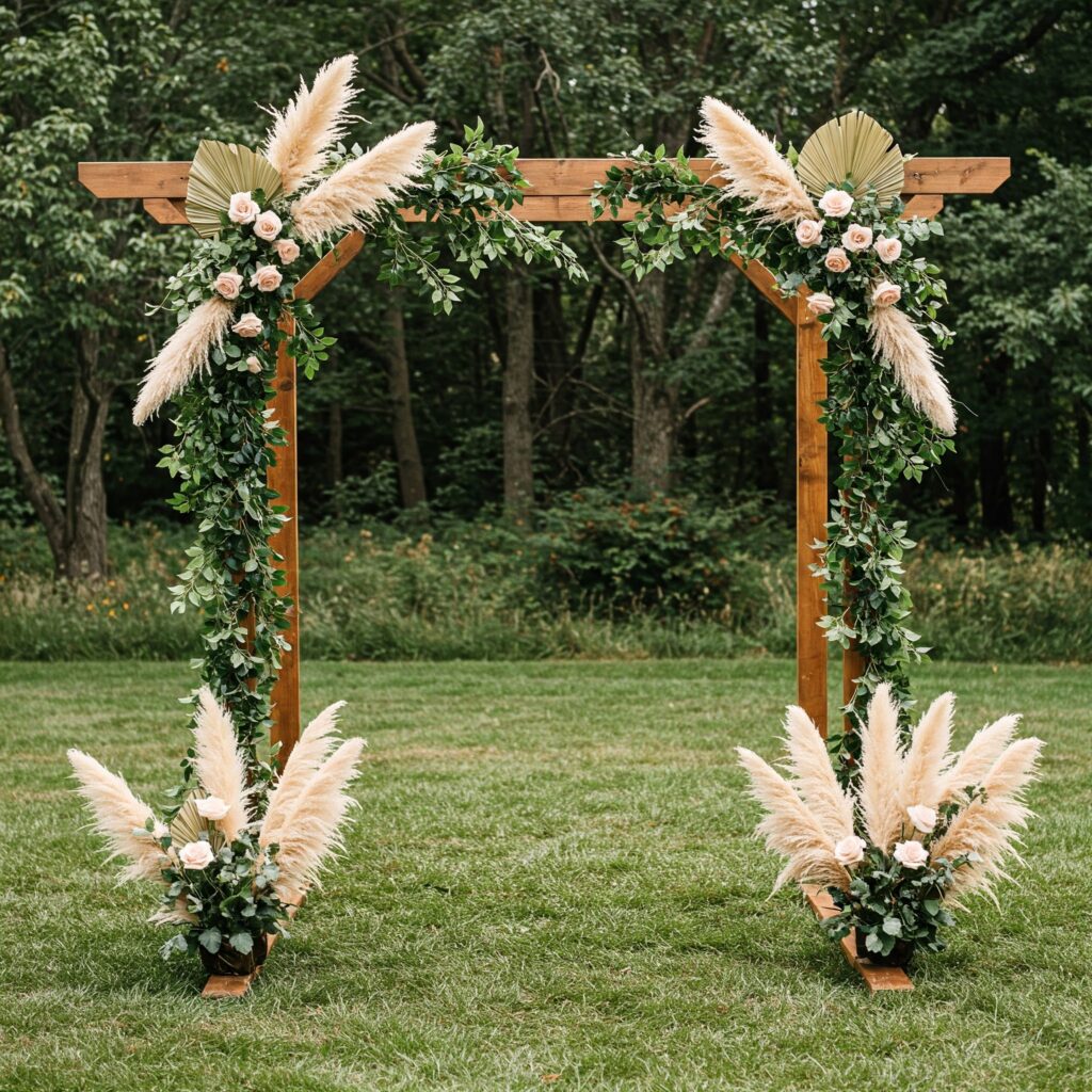 Backdrop ideas DIY Greenery & Pampas Grass Frame