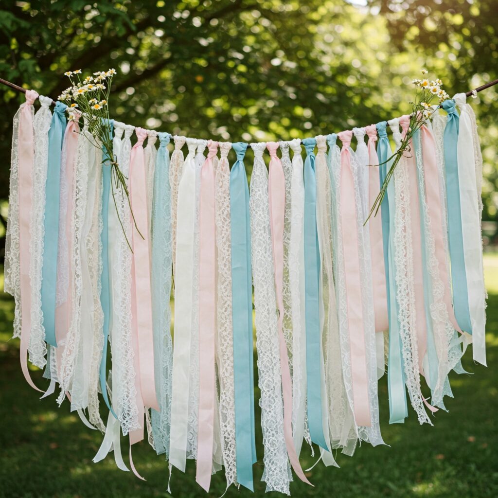 Tulle & Ribbon Streamers backdrop ideas DIY