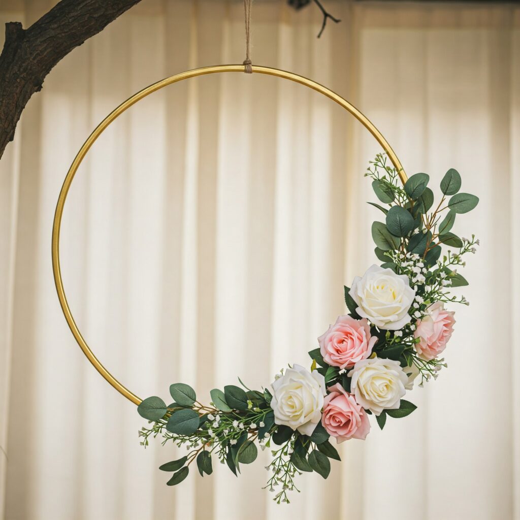 Hula Hoop Floral Ring Backdrop ideas DIY