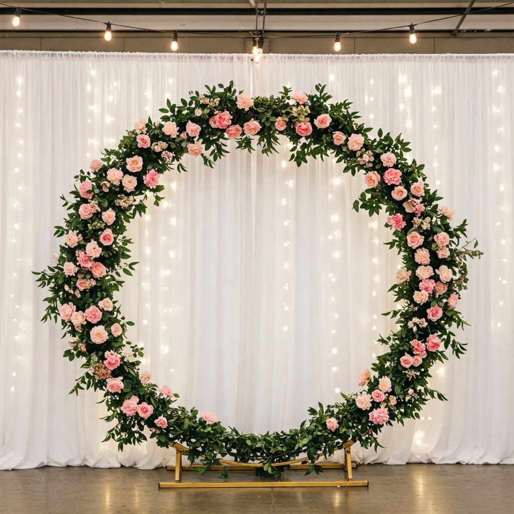 Backdrop Stand Ideas Floral Grid or Hoop Backdrop