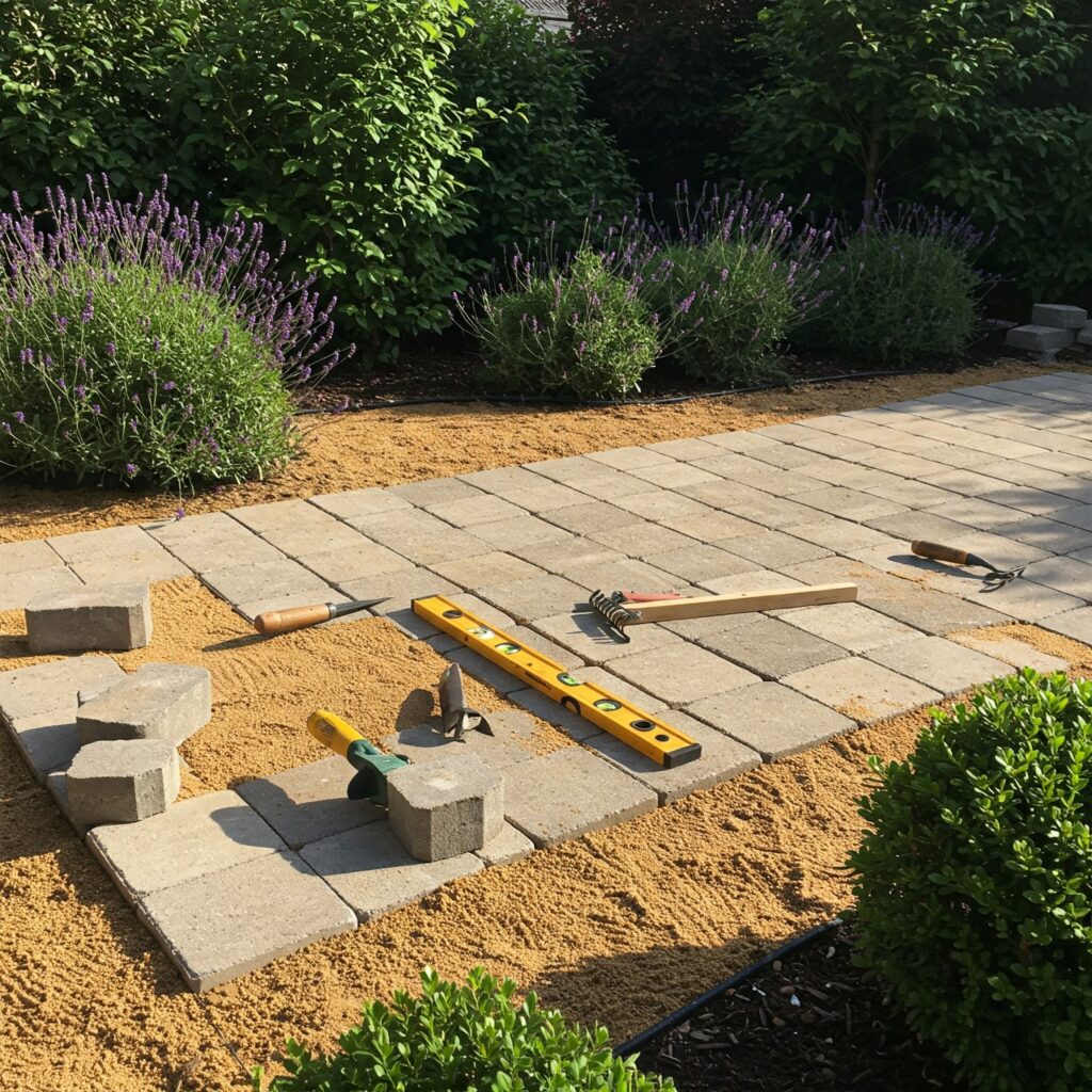 Sand base for patio DIY patio pavers