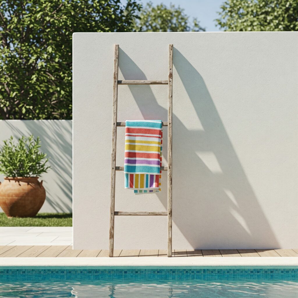 Outdoor Pool Towel Rack Ideas Repurposed Ladder Rack