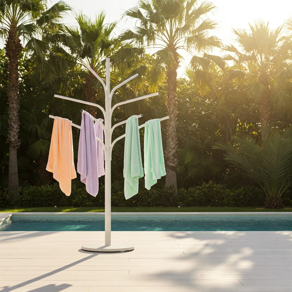 Outdoor Pool Towel Rack Ideas Freestanding Towel Tree