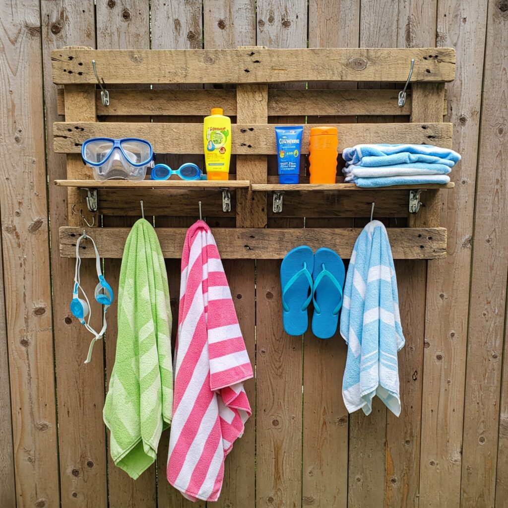 Outdoor Pool Towel Rack Ideas Upcycled Pallet Rack