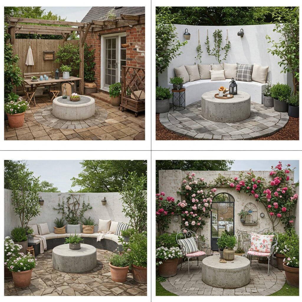 Round backyard patio four types