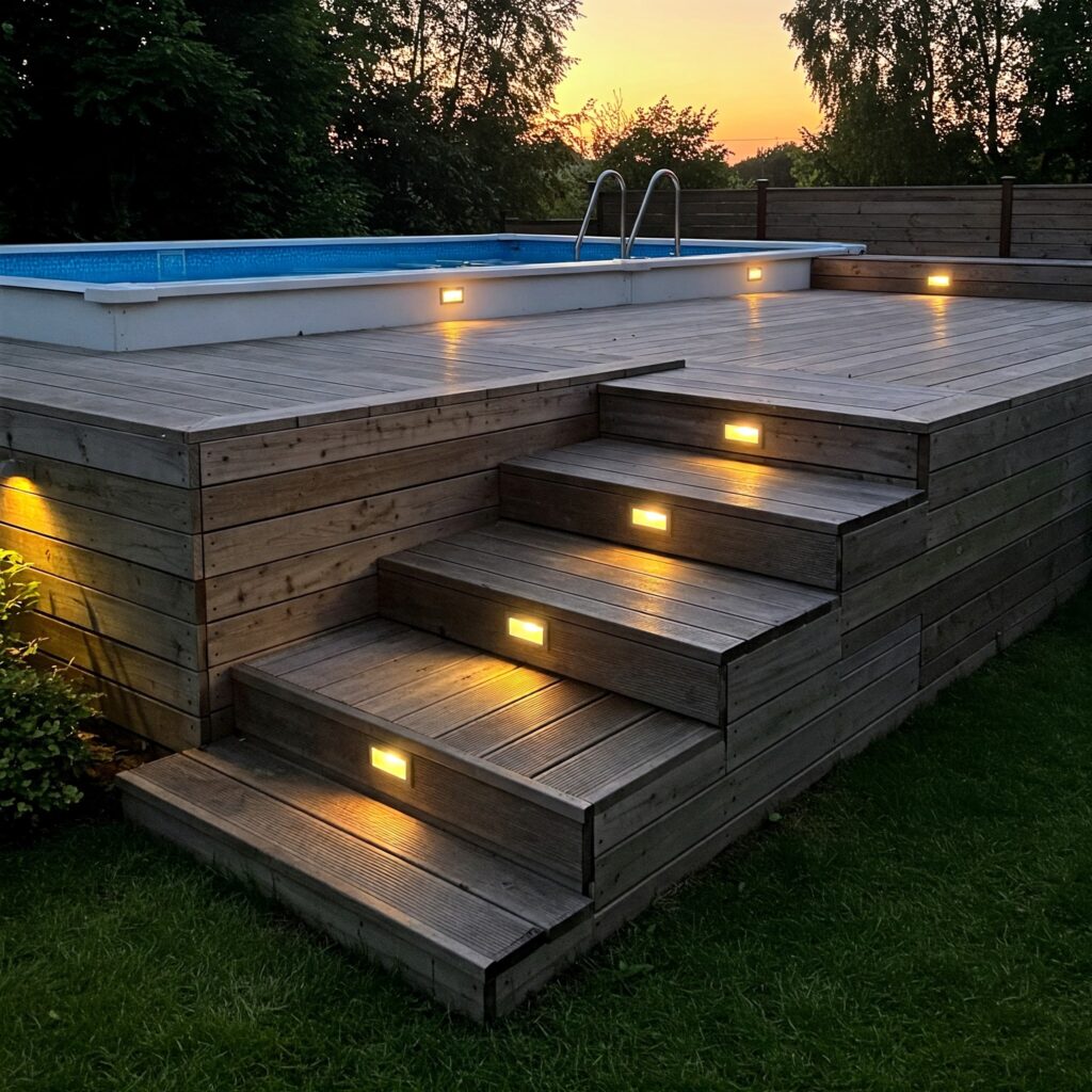Classy Above-Ground Concrete Pool
Level Up with Multi-Tiered Steps