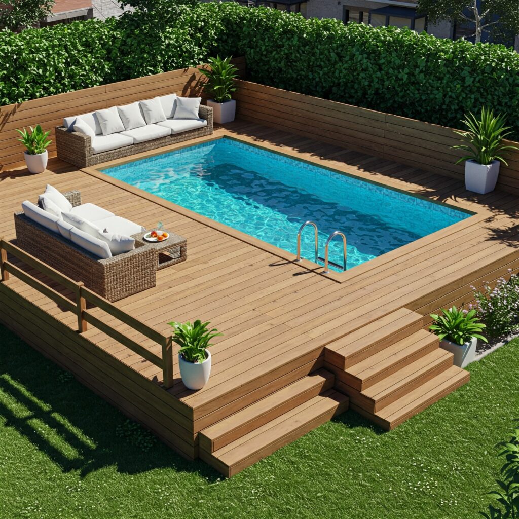 Small Pool Deck Ideas Wraparound Deck for a Cohesive Look