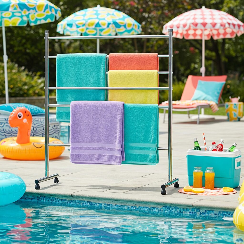 Freestanding Towel Rack Multi-Bar Stainless Steel Rack: For Big Families or Pool Parties